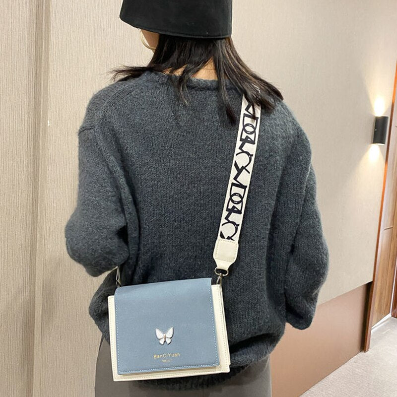 Crossbody Bag with Butterfly Decoration