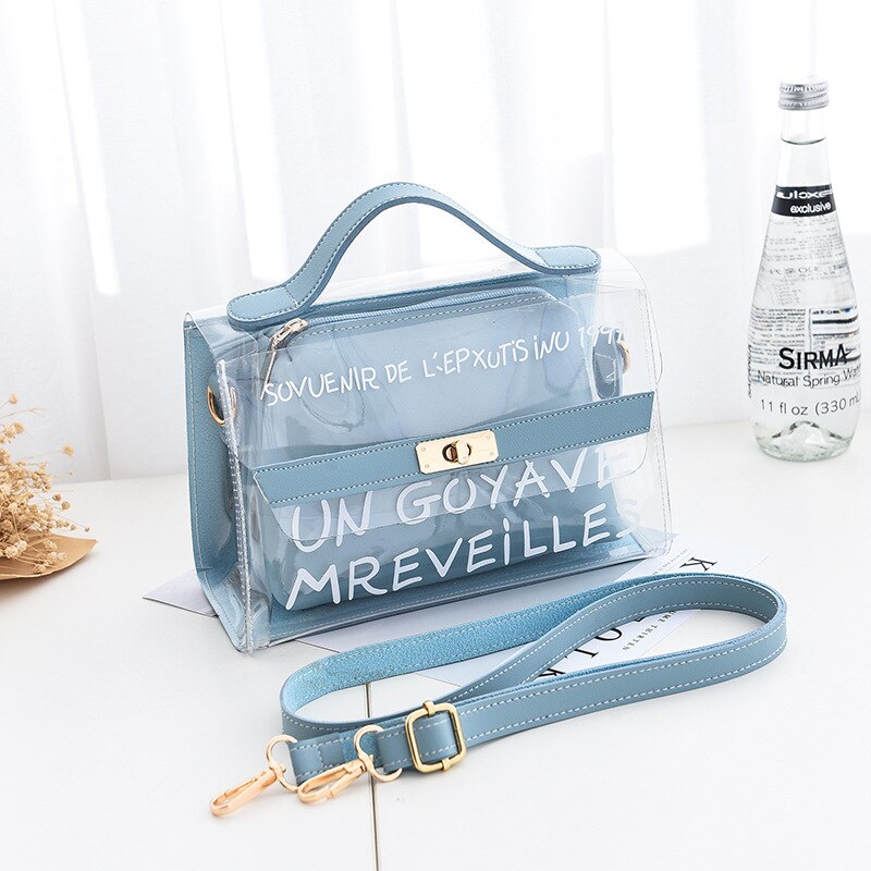 Letter Printed Transparent Clutch