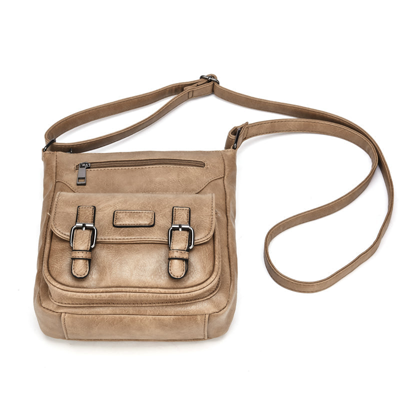 Multi Pocket Leather Messenger Bag