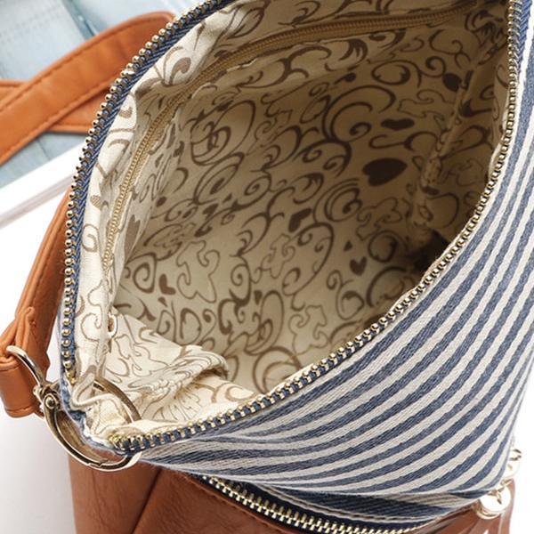 Patchwork Striped Shoulder Bag