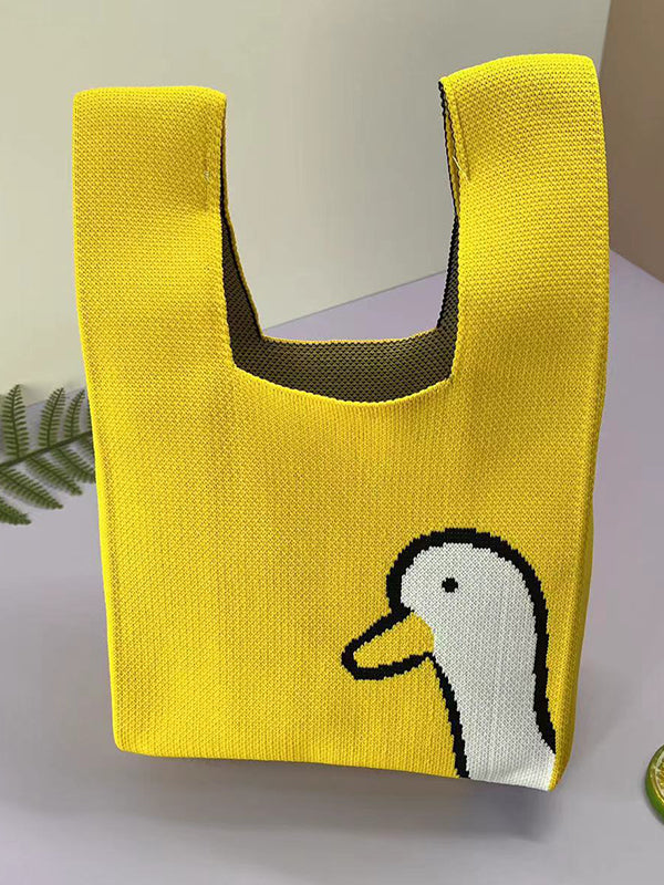 Animal Printed Woven Handbag Bags