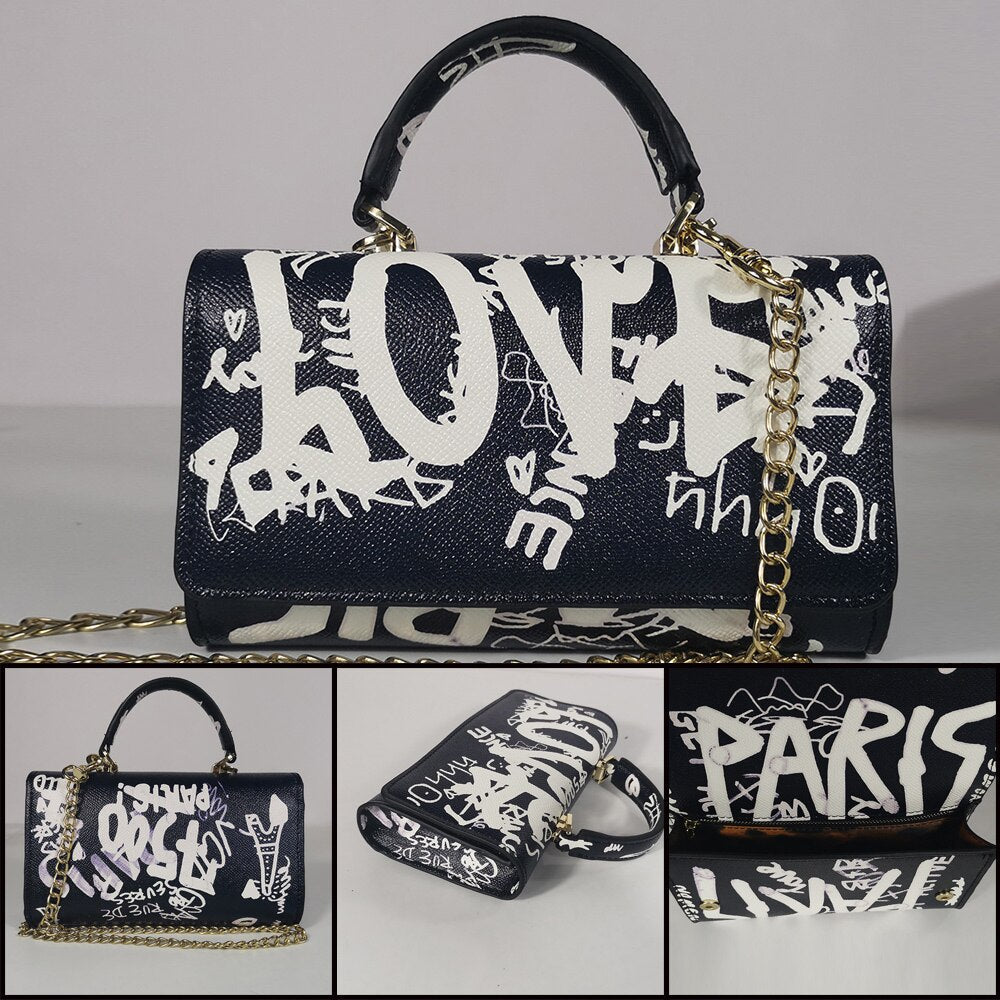 Colorful Printed Chain Mini Handbag