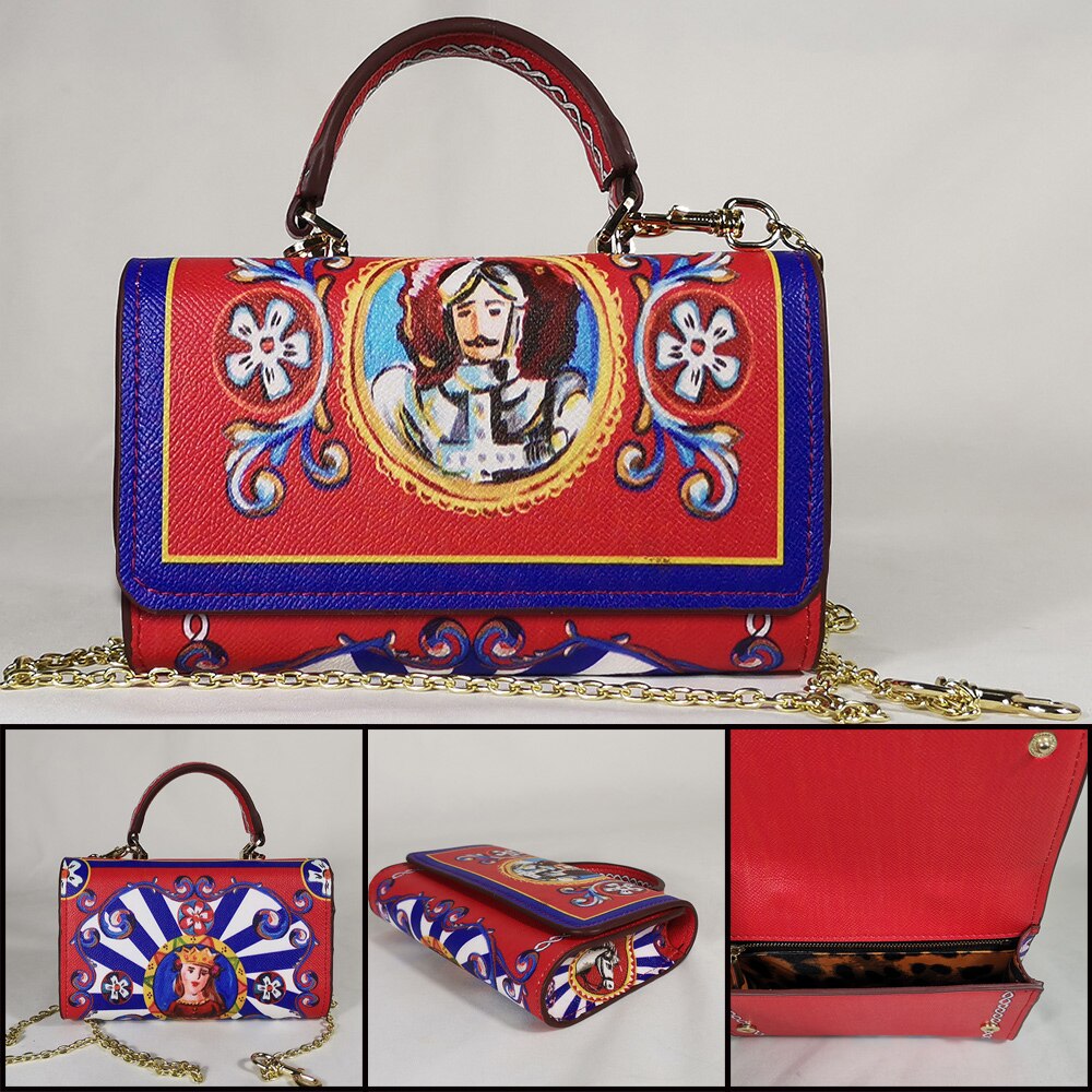 Colorful Printed Chain Mini Handbag