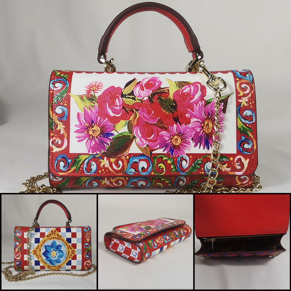 Colorful Printed Chain Mini Handbag