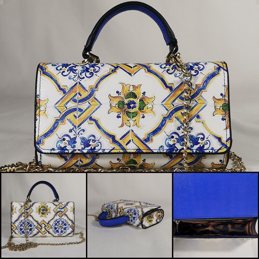 Colorful Printed Chain Mini Handbag