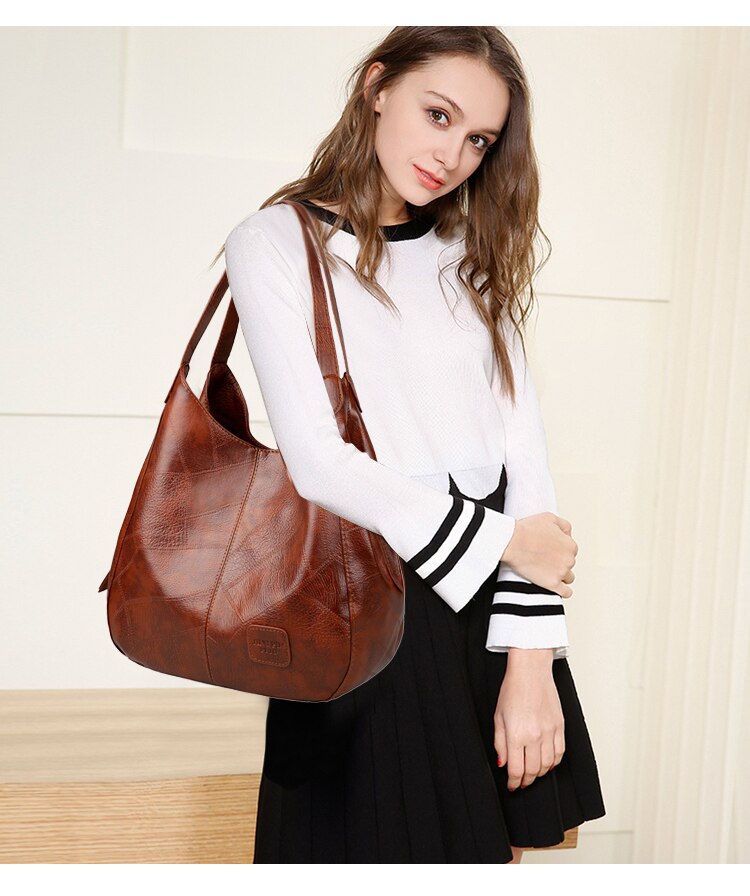Vintage Handbag with Multi-Pockets