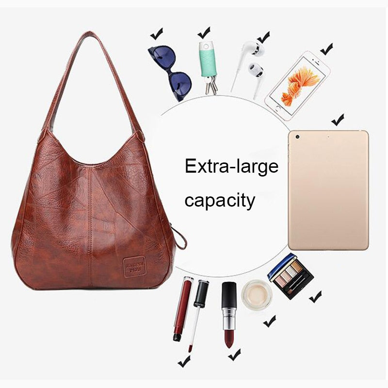 Vintage Handbag with Multi-Pockets