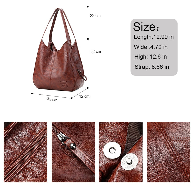 Vintage Handbag with Multi-Pockets