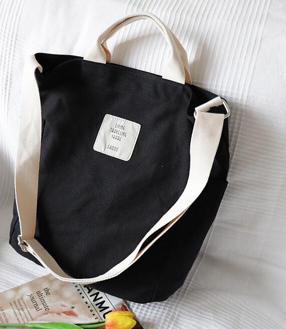 Canvas Shoulder Bag with Zipper