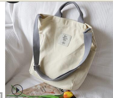 Canvas Shoulder Bag with Zipper