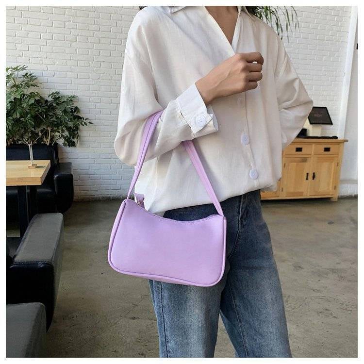 Soft PU Leather Baguette Handbag