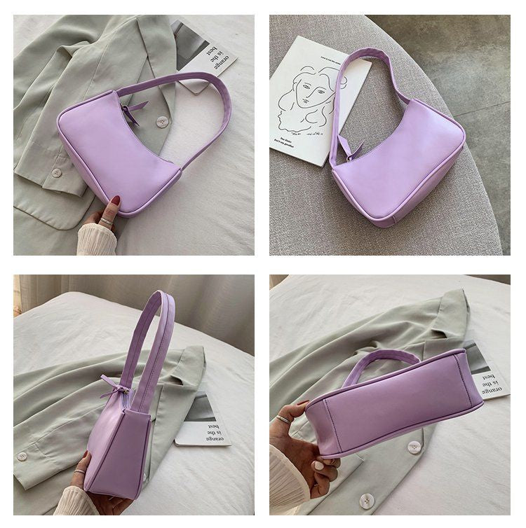 Soft PU Leather Baguette Handbag