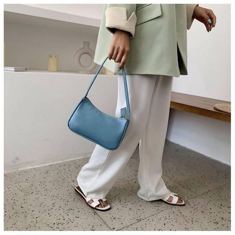 Soft PU Leather Baguette Handbag