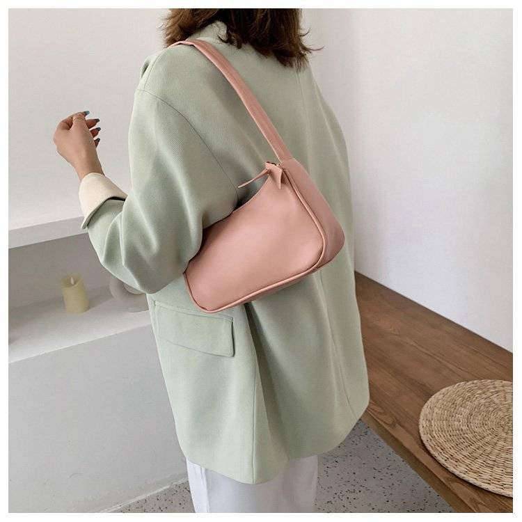 Soft PU Leather Baguette Handbag
