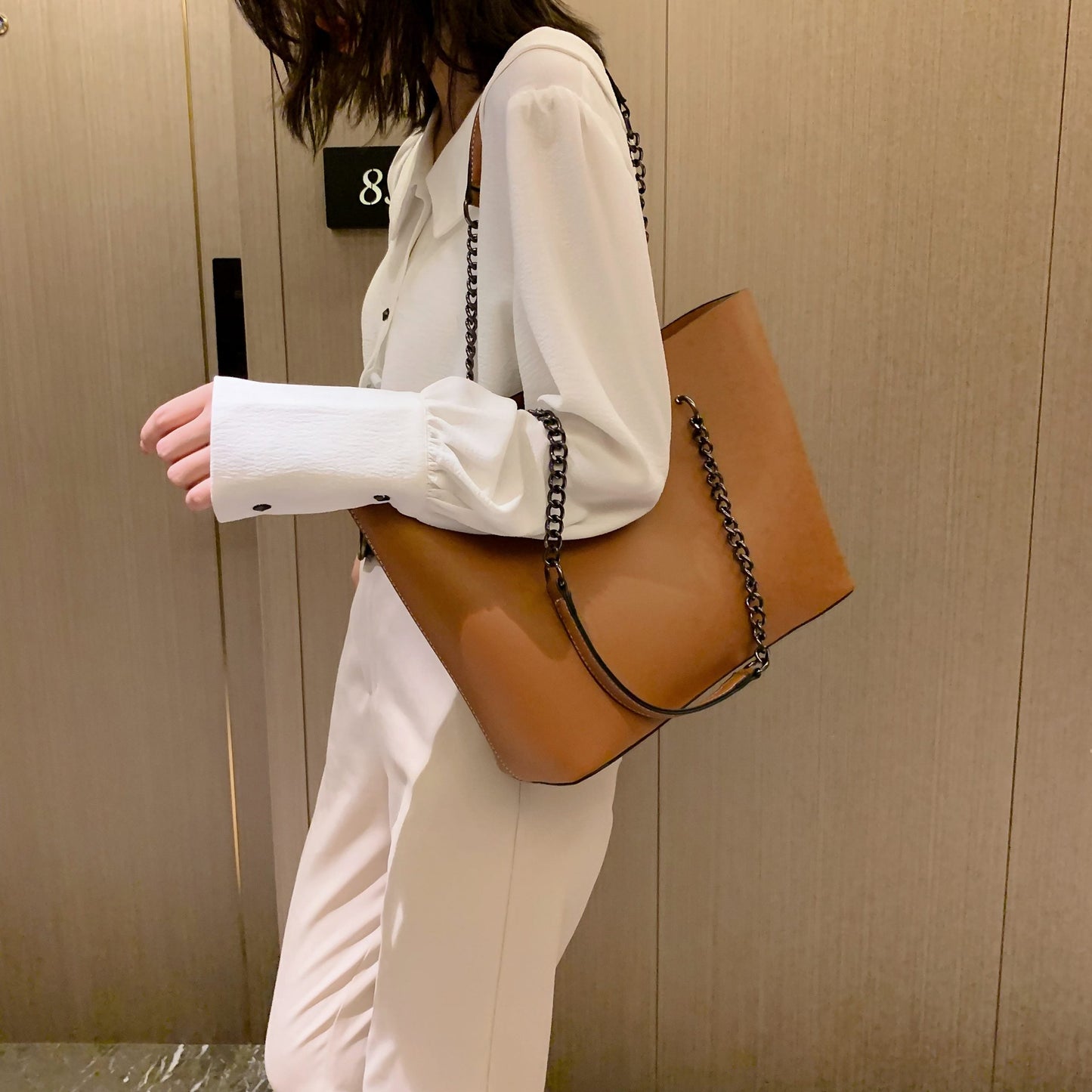Huge PU Leather Shoulder Bag for Women