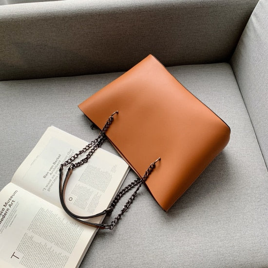 Huge PU Leather Shoulder Bag for Women