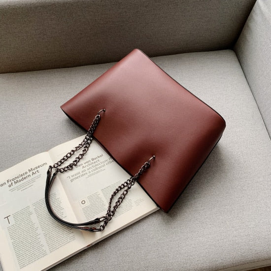 Huge PU Leather Shoulder Bag for Women