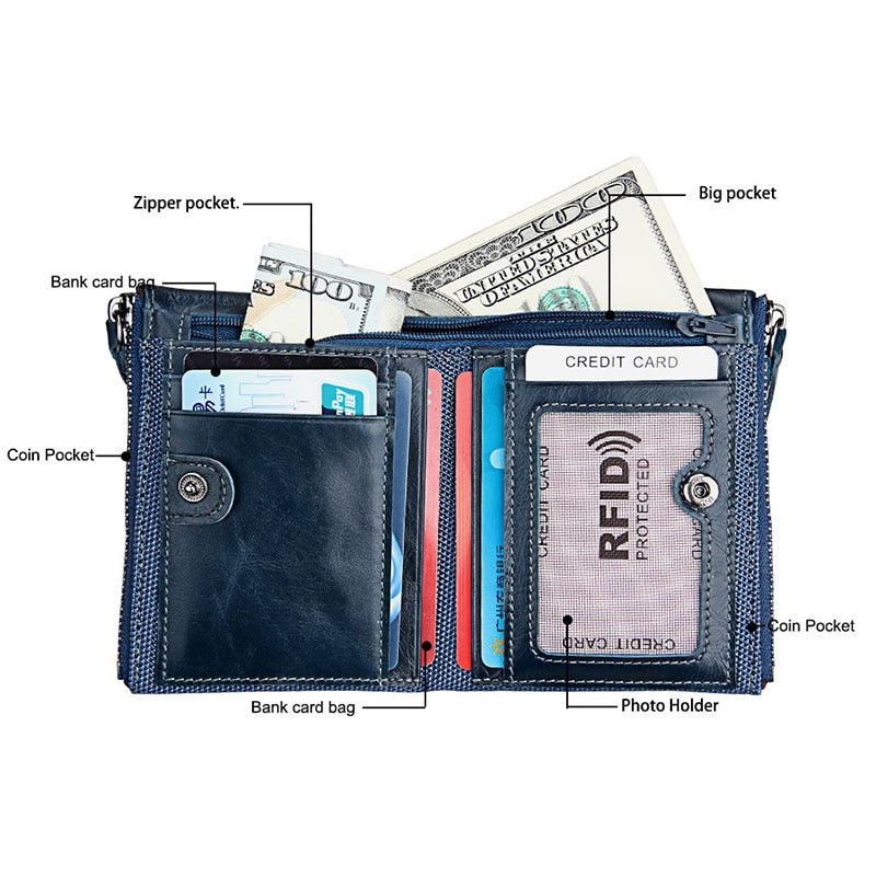 Genuine Leather Short Wallet