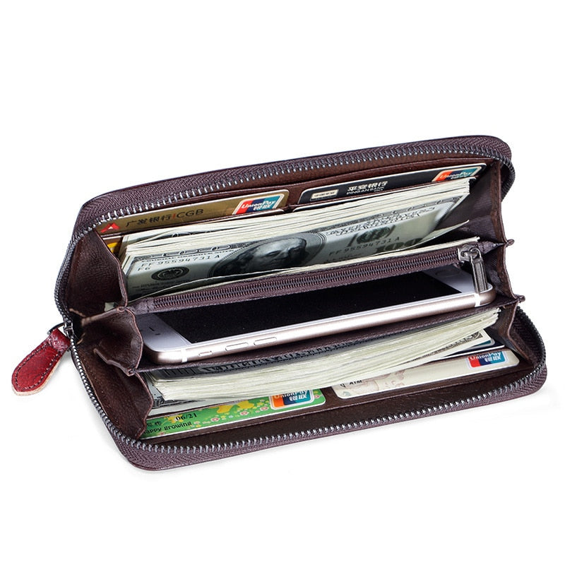 Floral Patterned Long Leather Wallet