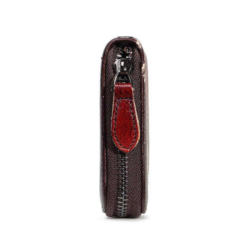 Floral Patterned Long Leather Wallet