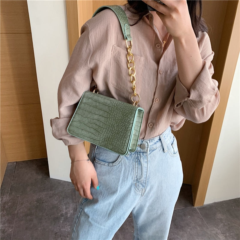 Crocodile Leather Embossed Bag