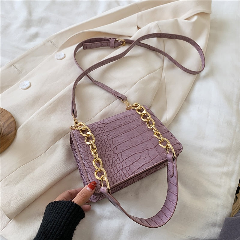 Crocodile Leather Embossed Bag