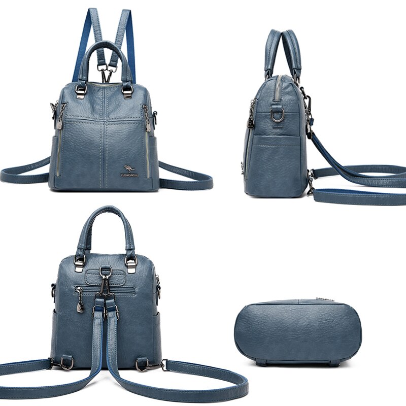 Women' Leather Shoulder Backpack