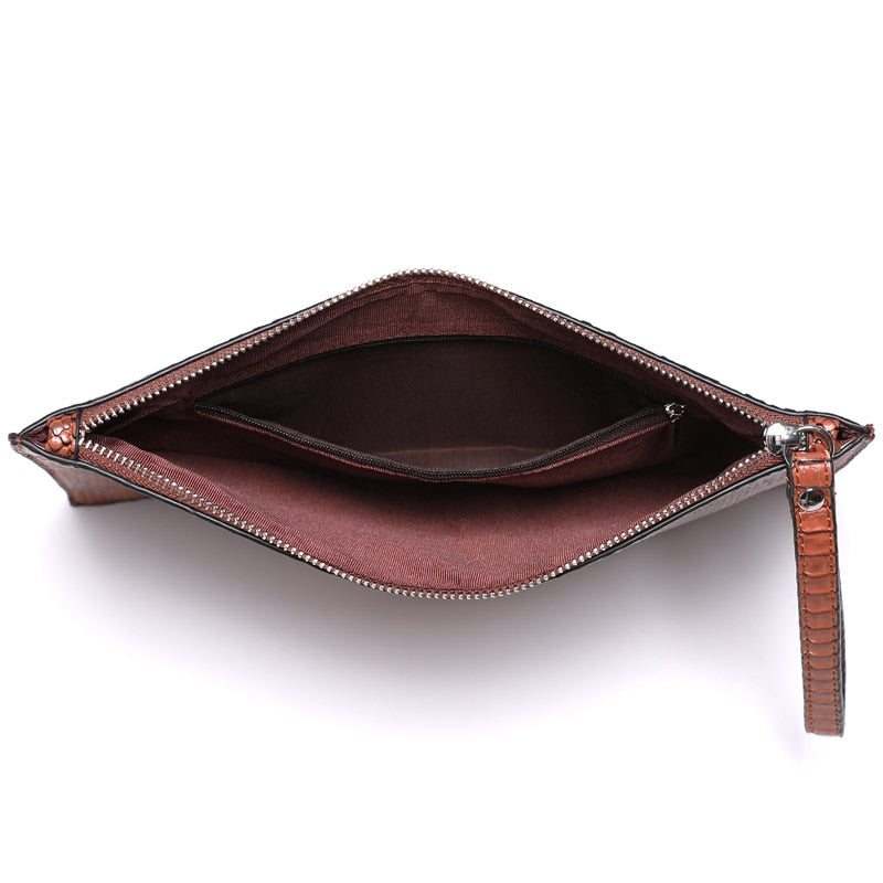 Python Embossed Eco-Leather Clutch