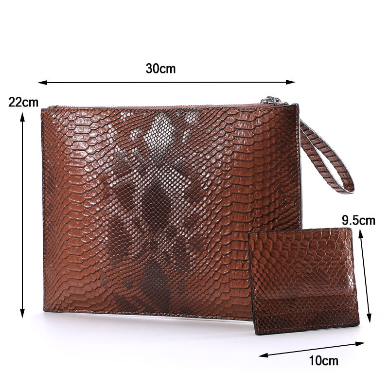 Python Embossed Eco-Leather Clutch