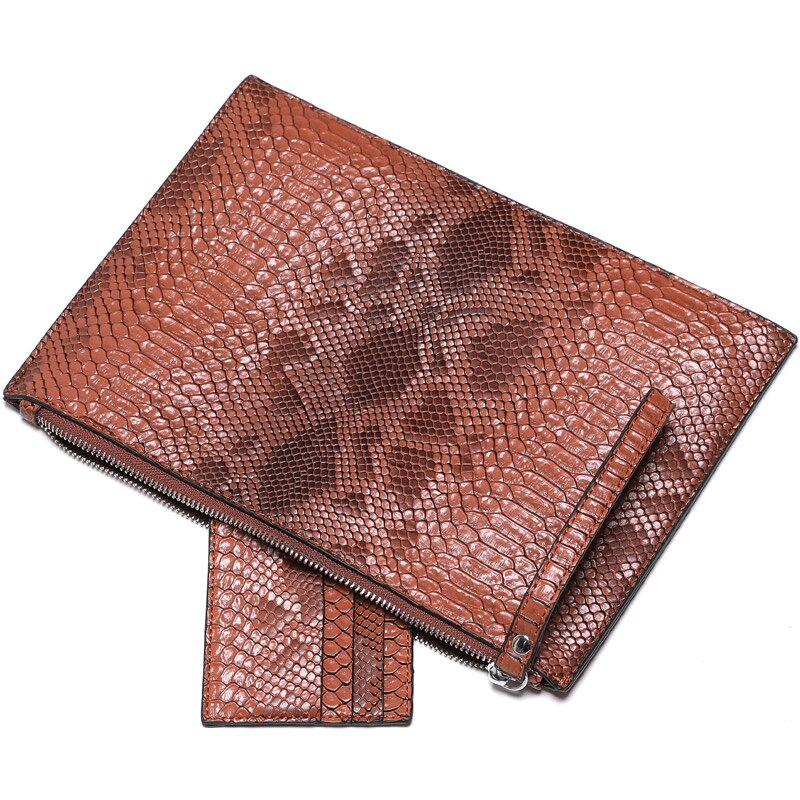 Python Embossed Eco-Leather Clutch