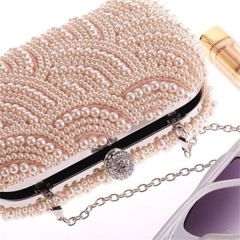 Elegant Pearl Chain Evening Clutch