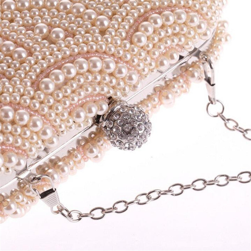 Elegant Pearl Chain Evening Clutch
