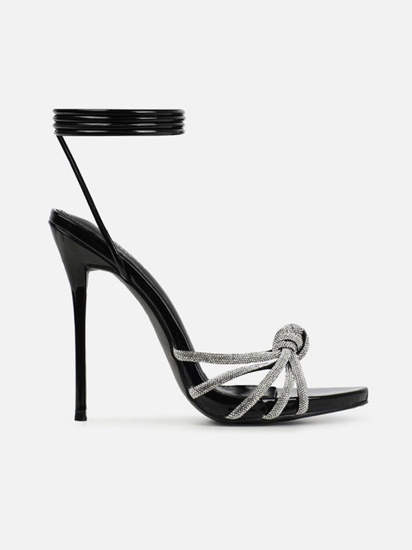 Bandage Knot Rhine Stones Stilettos Pumps Sandals