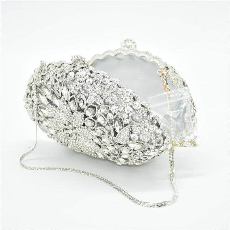 Diamond Decorated Oval Shaped Clutch