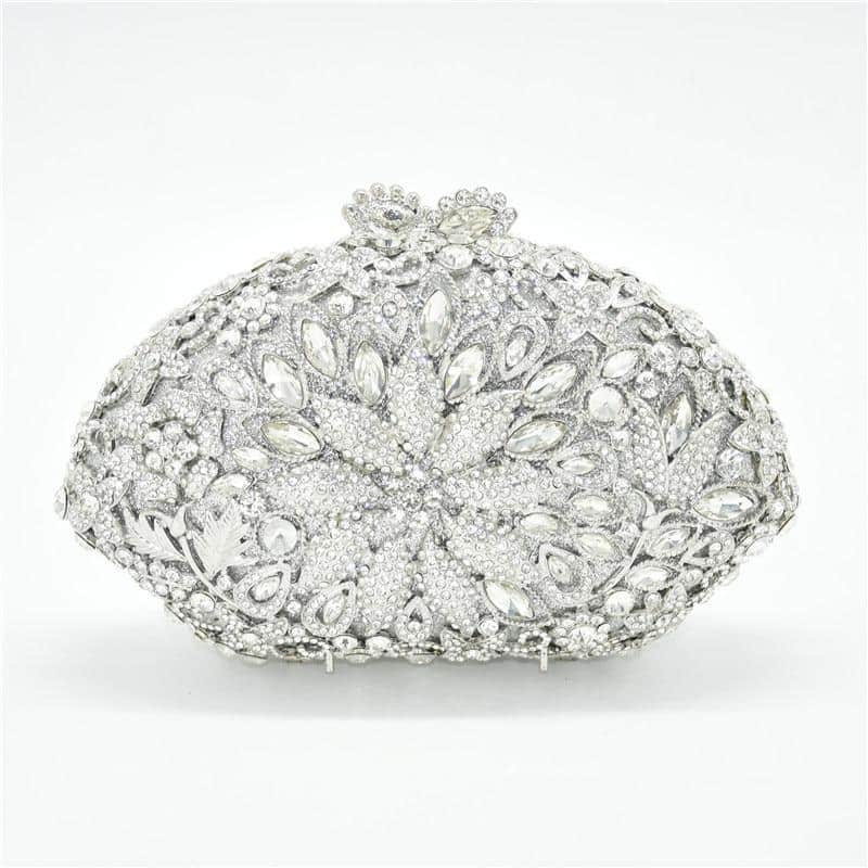 Diamond Decorated Oval Shaped Clutch