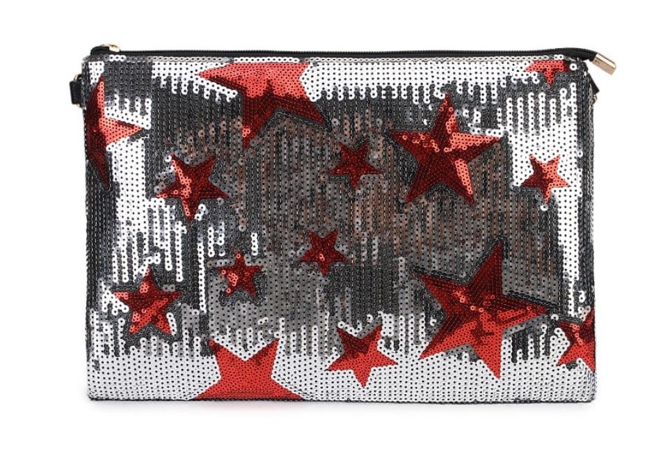 Star Pattern Sequined Clutch