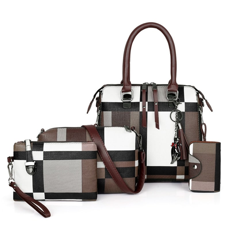 Set of Four Plaid Handbags