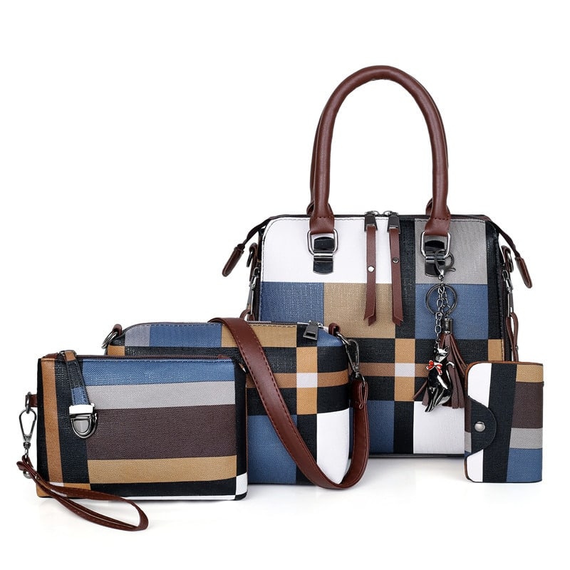 Set of Four Plaid Handbags