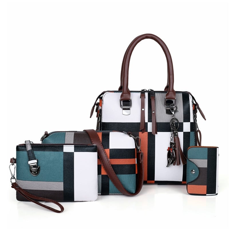 Set of Four Plaid Handbags