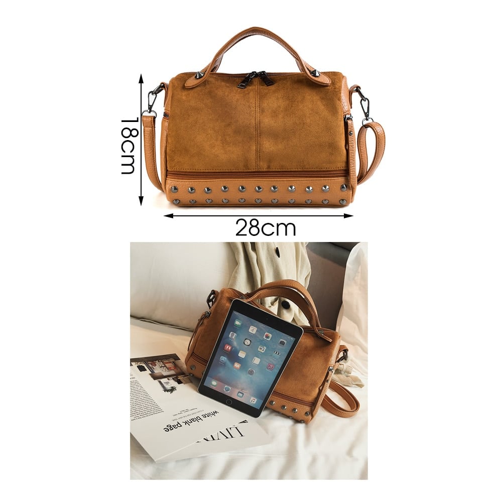 Fashion Top-Handle Bag with Rivets