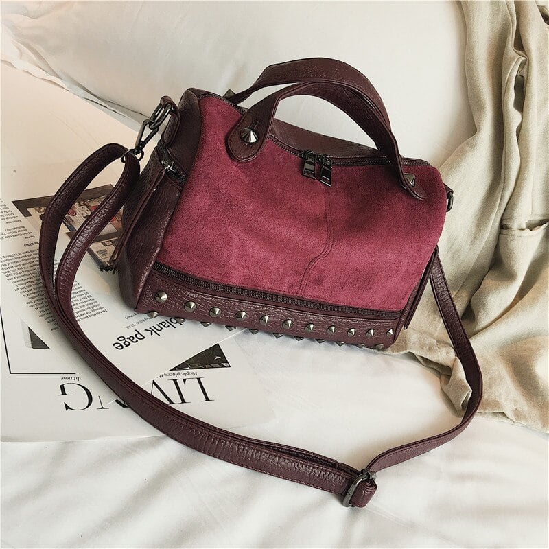 Fashion Top-Handle Bag with Rivets