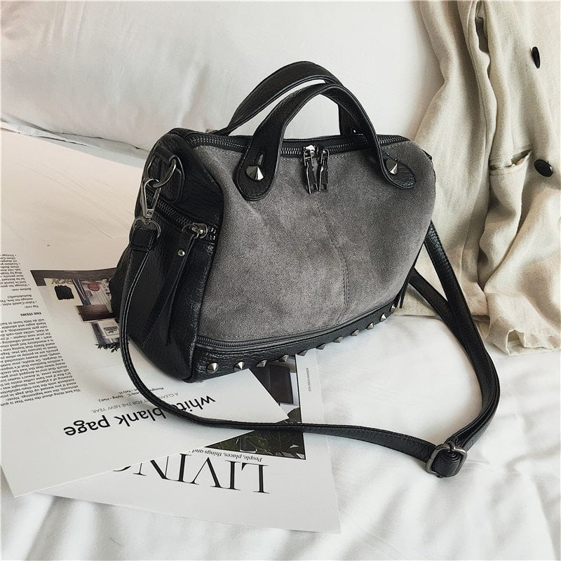 Fashion Top-Handle Bag with Rivets