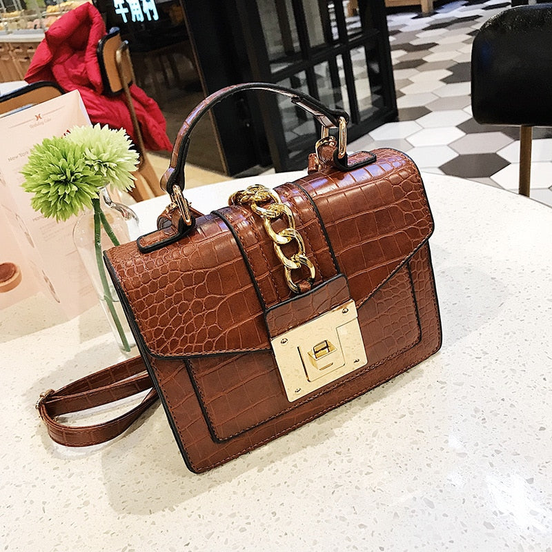 Chain Detail Top-Handle Bag