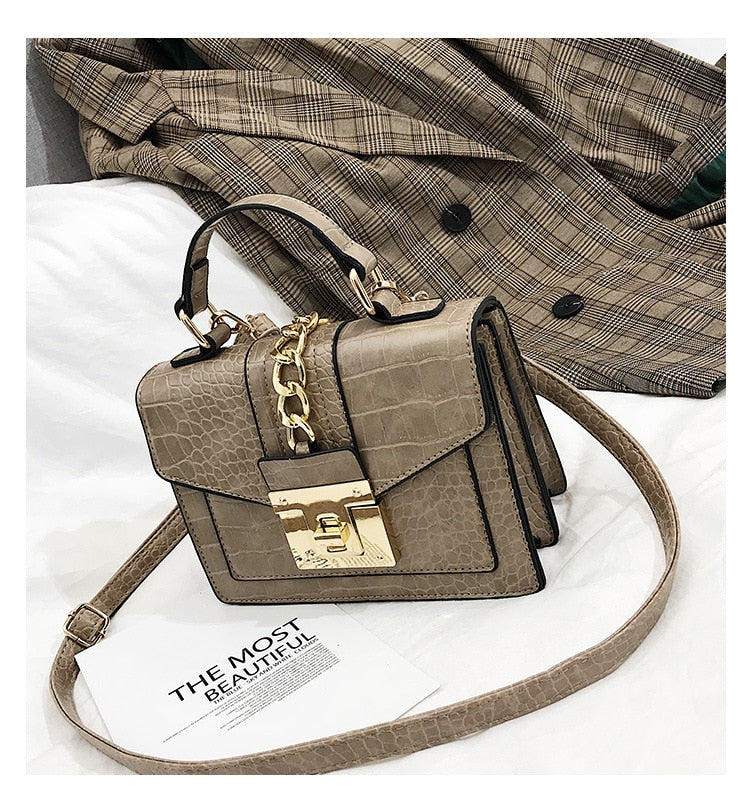 Chain Detail Top-Handle Bag