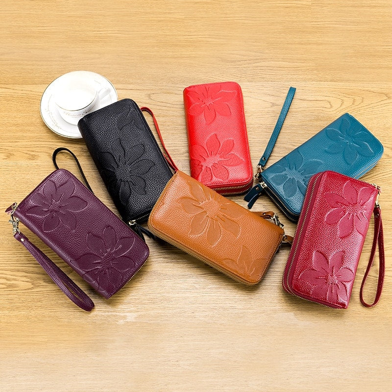 Genuine Leather Floral Wallet