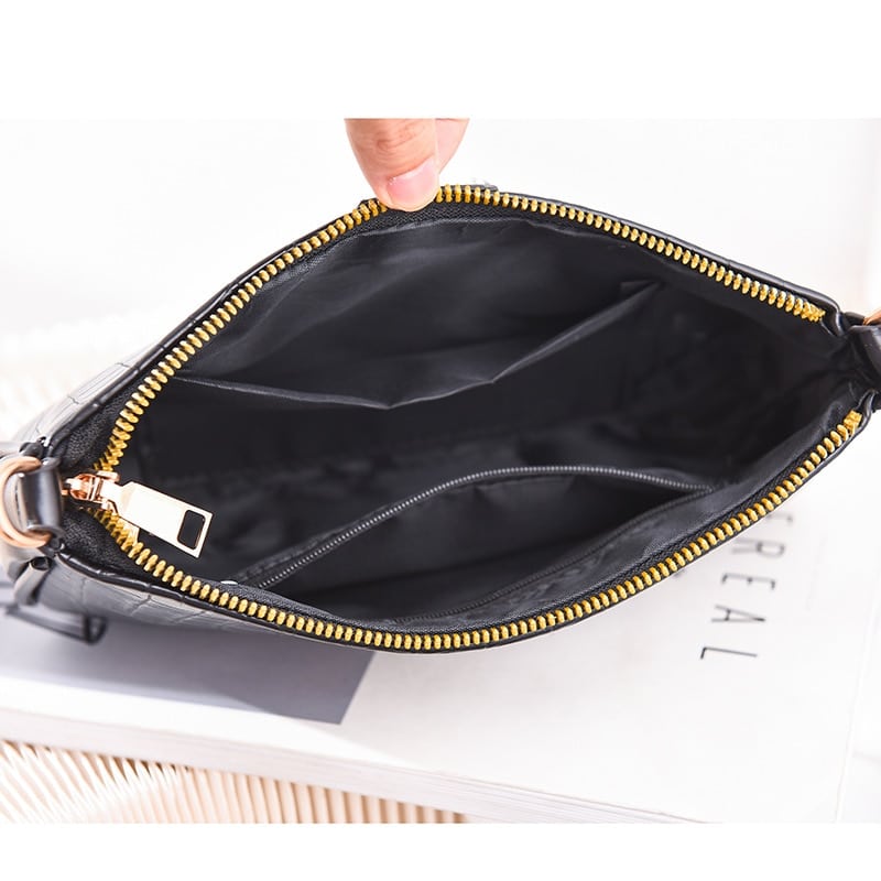 Crocodile Skin Embellished Shoulder Bag with Wallet