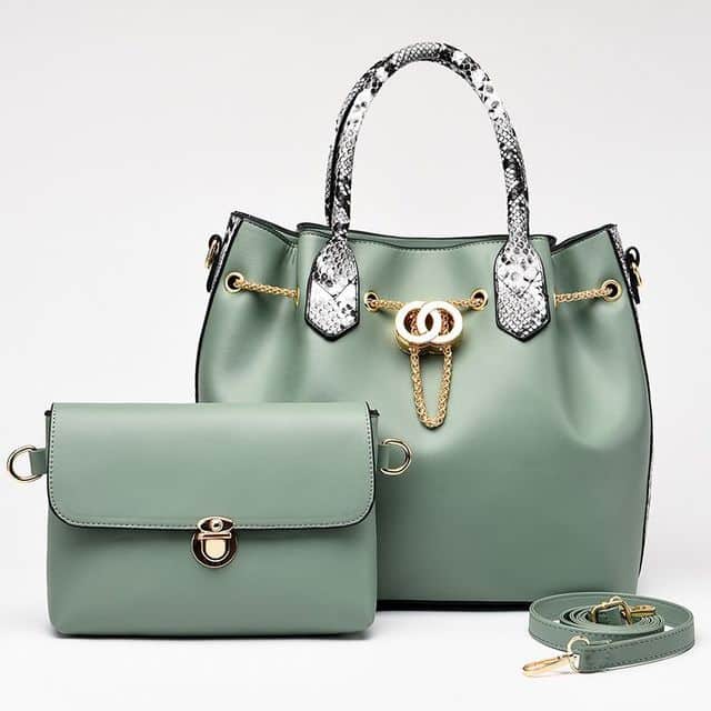 Metal Chain Leather Bag Set