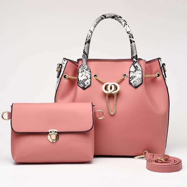 Metal Chain Leather Bag Set