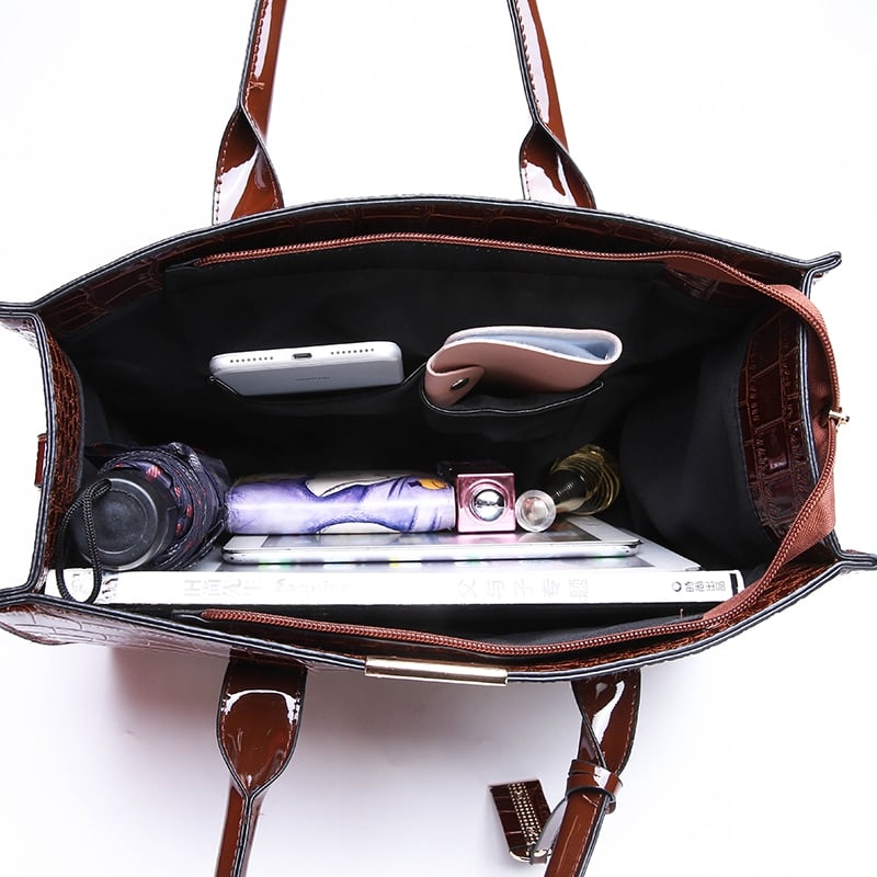 Luxury Crocodile Patterned Handbag