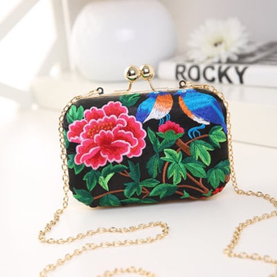 Women's Colorful Floral Embroidery Clutch